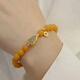 Fat Donglai's same style beeswax bracelet, beeswax bracelet, female old honey chicken oil yellow Hetian jade gourd, Hetian jade Fulu bracelet 8mm single circle bracelet
