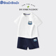 
Badibadi Boys Set 2025 Summer New Style Small and Medium Children's Baby Short Sleeve Shorts Two-Piece Set Children's Pure Cotton Children's Clothes AP14034 White + I13799K Navy Blue 105