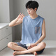 Langsha Pajamas de hielo para hombres Pajamas para hombres VEST Summer Maneveless Modelo delgado Modelo de ropa modal Conjunto de ropa para el hogar 2025 Nuevo modelo 12023 3XL Recomendado 160-185Jin [Jin es igual a 0,5 kg]