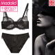 
Modal underwear for women with thin bras with large size and sexy bra with steel rings, large breasts, small lace transparent bra set, off-white S 32/70A+ underwear