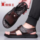 Spider King Offizielle Website Offizielle Website Offizielle Website Sandals Herren Sommer New Trendy Leder atmungsaktives lässige Strandschuhe weiche Sohle Non-Slip Spider King Zzw6189 Brown [echtes Leder-Cowide] 40 [Standard Lederschuhgröße]