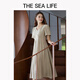 THE SEA LIFE连衣裙女欧海一生 法式V领连衣裙女2025夏新款收腰中长裙200039 山茶白 S