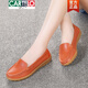 Cartelo Spring Flat Shoes For Women Genuine Leather Soft Sole Show Mother Shoes Breathable Mujer zapatos Single Beans Zapatos Gran tamaño de tendón de carne Suela casual de mujeres embarazadas 6629 gris hueco 37