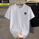 Woodpecker Light Luxury Ice Silk T-shirt à manches courtes Men de couleur masculine Modèle de couleur Solite Européenne Nouveau style décontracté Cool Round Col Casque à manches courte Men Q6628 Gray 4xl (suggéré 190-210jin [Jin est égal à 0,5 kg]))