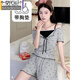 MODAL 2025 Nouveau pyjama sexy pour les femmes en manches courtes du printemps et en été, des poitrine, un ensemble de vêtements pour la maison intégré, WT844 M, modèle féminin [80-100jin [Jin est égal à 0,5 kg]]]