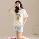 [纯棉][带胸垫]睡衣女夏款短袖短裤学生休闲可外穿家居服套装cker CKE-W6172-1A L