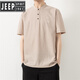 JEEP SPIRIT2025夏季新款棉麻小立领冰感短袖T恤男士宽松休闲百搭短袖上衣 TX9902白色 XL