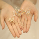 Feiyu goldene europäische und amerikanische Bride Bride handgefertigte Blumen Haarnadel Neue Style -Tablett Haartuelle Hochzeitskleid Hochzeit Kopfschmuck Set drei Sets