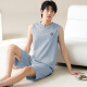 Modal simple pijama de algodón puro simple para hombres, pantalones cortos de chaleco sin mangas de verano delgados de algodón de algodón se puede usar ropa de hogar cómoda fuera de Omm13657 hombres l -