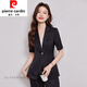 皮尔卡丹（pierre cardin）米白色职业西装套装女夏季高级感轻职场穿搭薄款气质短袖西服外套 YiJin-A683金黄色西装+B686金黄 S