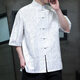 Mr. Guans nationaler Trendstil Retro-Herrenkleidung Tang Anzug Sommer Dünnes High-End-Kurzärmel-Hemd Fett Mann großer halbärmeliger Tai Chi Anzug D967 Black XL