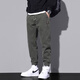 Jüdische Casualhose Herren Sommer Neue trendige Marke Lose Neun-Punkte-Bindungshosen Sporthosen Arbeithosen Männer 9859 Grau + 9859 Militärgrün 4xl