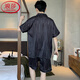 浪莎（LangSha）轻奢男士睡衣夏季冰丝短袖裤纯色黑色夏天薄款男生仿真家居服套装 12532【云朵棉绉布款】 L (建议身高170左右体重100-1