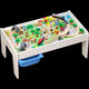 Edwone Holzstrecke Auto Fernbedienungszug Hölzer Kinder Holz Toy Tisch Boy großer Partikelbaugruppe Baustein Tisch Weißer Tisch + Abdeckungsschaufel + Baustein + Crane Hillside Offizielle Standardkonfiguration