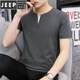 
JEEP SPIRIT summer new men's short-sleeved solid color slim chicken heart collar T-shirt cotton V-neck half-sleeved cool boys T-shirt trendy brand QY-691 V-neck-white XL 120-135Jin [Jin equals 0.5 kg]