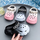 
Lexi Beiluo children's hole shoes decorative sandals new three-dimensional flower buckle slippers black size 26-27 (inner length 17CM)