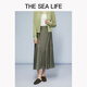 THE SEA LIFE半身裙女欧海一生 优雅丝滑半身裙女2025夏高腰鱼尾裙VB12101 橄榄绿 S
