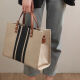 Orange Bag New 2023 Bag Women's Bag Handheld Summer Large Capacity Mommy Canvas Cloth Crossbody Single Shoulder Tote Bag 9930 Stripe Black-