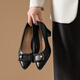 
Red Dragonfly Leap Moon Shoes High Heels 25 Spring Thick Heels Women's Shoes Pointed toe Workplace Small Leather Shoes Single Shoes WLB15124 Black 40