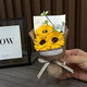 Mini -Taschen -Treffen kleiner Blumenstrauß von Rosen Sonnenblumen Immortal Blumen simulierte Blumen Souvenir Geburtstagsgöttin Day Geschenk kleiner Blumenstrauß - Blau + Sonnenblumen 1 Stück