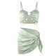 Jin Bingsheng bikini swimsuit for women in hot springs, sexy pure desire, slimming, fresh style, swimming pool and beach three-piece set with small breasts. Bikini three-piece set (green) L Recommended weight 90-110 Jin Jin is equal to 0.5 kg