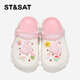 Sábado (ST/SAT) Zapatos para niños Zapatos para niños 2025 Summer New Girls Sofle Sole Slippers Boys Beach Slippers White Powder tamaño 32-33 (adecuado para la longitud del pie de 20.7 cm)