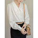 Yanxian large size white shirt professional wear for women fat mm200Jin Jin equals 0.5 kg loose long-sleeved wide-collar chiffon shirt professional base shirt white long-sleeved wide-collar shirt 4XL