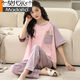 Pajama de algodón modal 100% puro para mujeres en primavera y verano pantalones de manga corta Mujeres sueltas de estilo coreano Ropa para el hogar para el traje de uso de otoño T-9716 (pantalones de manga corta) M (85-105Jin [Jin equivale a 0.5 kg])