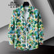 Классический автомобиль (Laoyeche) Pure Cotton Print Print Print Print Runce Men Black Big Big Flower Room 2025 Новая крупная куртка № 1049-5 Color (100 Pure Cotton Fabric) () L