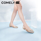 COMELY thick heel single shoes for women in summer shopping mall new versatile square buckle genuine leather flat-sole bag-toe sandals pink 37