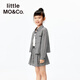 Little MO&Co.little moco children's clothing 25 summer clothes girls pure cotton plaid shirt long-sleeved shirt jacket KBE2SHT009 black and white plaid color 130 130/64