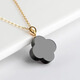 Pure green stone edge natural Hetian jade ink jade four-leaf clover necklace 18k gold pendant female original design jade clavicle chain
