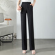 
AEMAPE white narrow version straight-leg pants for women's summer thin 2025 new high waist droop loose ice silk casual professional suit pants 683 black trousers L 28