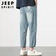 JEEP SPIRIT吉普牛仔裤男春夏季高街休闲裤子男士水洗小脚九分裤 蓝色  32 
