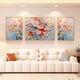 Peach Beauty Creme Blume Wohnzimmer Dekoration Gemälde Textur Triptychofa Hintergrund Wand Zusammenfassung Hängende Malerei Moderne einfache Wandveränderung 3890 Nektar-C [Standard goldbürstete Aluminium-Legierungsrahmen] Medium 70*50 Seiten 35*50 [Textilkristallporzellanstrich]
