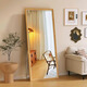 Yimo American retro dressing mirror Clothing store fitting mirror wall-mounted home floor-standing mirror bedroom full-body mirror 50 ebony color