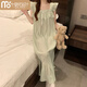 
Modal summer Korean sweet lazy princess style pajamas for women 2025 new short-sleeved plaid with chest pad home clothing set HY#682 jade color [with fixed chest pad] M Recommended 80-95 Jin [Jin equals 0.5 kg]