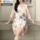 Pajamas modal Nightgown de jour de la journée d'été de la femme Sexy 2025 Nouveau Ice Silk Pure Desire Style Grand Taille Robe Pajamas 719 Orange Cat [Jupe simple] M [80-100jin [Jin est égal à 0,5 kg]]]
