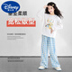 
Disney girls plaid trousers 2025 spring new style medium and large girls fashionable loose wide-leg pants spring children's sports pants 15266 blue 120