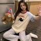 裁雨留虹三件套装睡衣女205年夏天季新款短袖感可外穿家居服夏季 w1105短袖+长裤+短裤100棉 M  155-160C 80-100斤