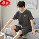 Langsha Pure Pajamas Pajamas Men's Summer Summer New Shorts de manga corta Capele Simple High-End Home Ropa de dos piezas Set 9928 Hombres de algodón puro [de manga corta + pantalones cortos] L Tamaño [100-125Jin [Jin equivale a 0.5 kg]]]