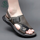 
Woodpecker Sandals for men's summer new men's casual outdoor beach shoes men's breathable sandals 2025 British and Korean leather sandals AM9923 black 38