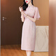 Dainaya Cheongsam Damen 2025 Frühlings- und Sommer Neues großer Frauenkleidung Chinesische Stil Chinesische Stil täglicher Verbesserung Retro Hanfu Kleid 1591 Pink L
