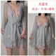 Yalu Summer Sweet Mesh Spitze Deep V plus Brustpolster Sexy Rückenless großer Nachtkleid Äußeres Kleid Home Set Mode Frauen P3886 Grün (Außenkleid + Gürtel) All Size