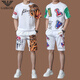 Emporio Armani Herren Ice Seide Casual Sports Set Sommer Kurzarm Kurzarm Zwei-teiliger High-End-T-Shirt-Herren-Shorts QDBGJ-H9856B Weißer Set 105/m (geeignet für 90-120jin [Jin gleich 0,5 kg]) Unicode