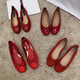 Jingpufei bow with shallow mouth flat single shoes women's ballet shoes red 2025 J683-4 red 40