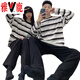 
Yalu 2025 new couple pajamas for women in spring and autumn can wear striped home clothes for men casual large size long sleeve suit 15568 men L women