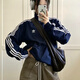 Adidas Clover 2025 Summer Classic Rayed Stand Collar Navy Retro Jacket IR9893 Navy IR9893 XS