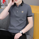 Pier Cardin short-sleeved Polo shirt men's solid color lapel summer trendy T-shirt top handsome young people's new half-sleeved T-shirt white Q682 L handsome new