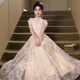 
Sheng Miaoci evening dress engagement new host banquet temperament high-end toast Chinese cheongsam champagne color L